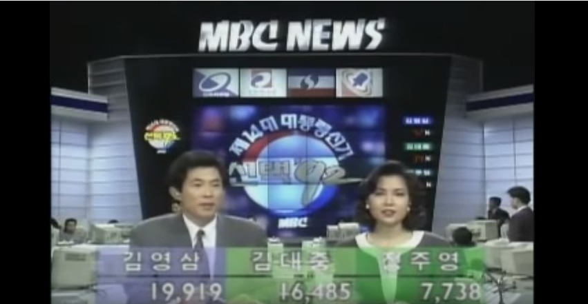 젊은시절 손석희.92년,2002년 대선방송 엄기영.jpg | 인스티즈