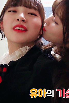 오마이걸 아린 유아 볼 뽀뽀.gif | 인스티즈