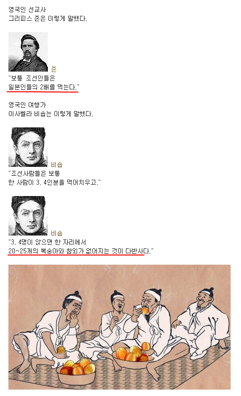 100년전 조선인들 식사량에 놀랬던 서양인들 | 인스티즈