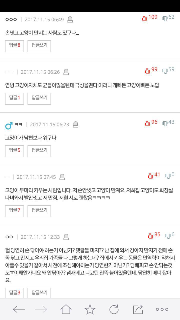 손도 안씻고 고양이 만지는 남편 | 인스티즈